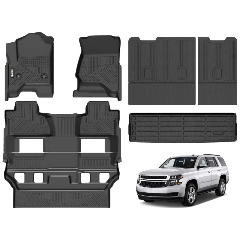 WailtnbAll Weather Floor Mats  Cargo Liner for 20152020 Chevrolet TahoeGMC Yukon Custom Fit Chevrolet Tahoe Waterproof Durable Easy to Clean fit for 20152020 Tahoe Accessories for Tahoe Black
